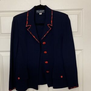 St. John Dark Blue Jacket with Bright Red Trim